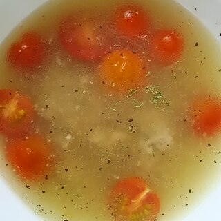 豚ひき肉とミニトマトのスープ(^^)